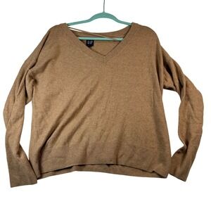 GAP Womens‎ Sweater XL V Neck Brown Long Sleeve Casual Knit Pullover Top